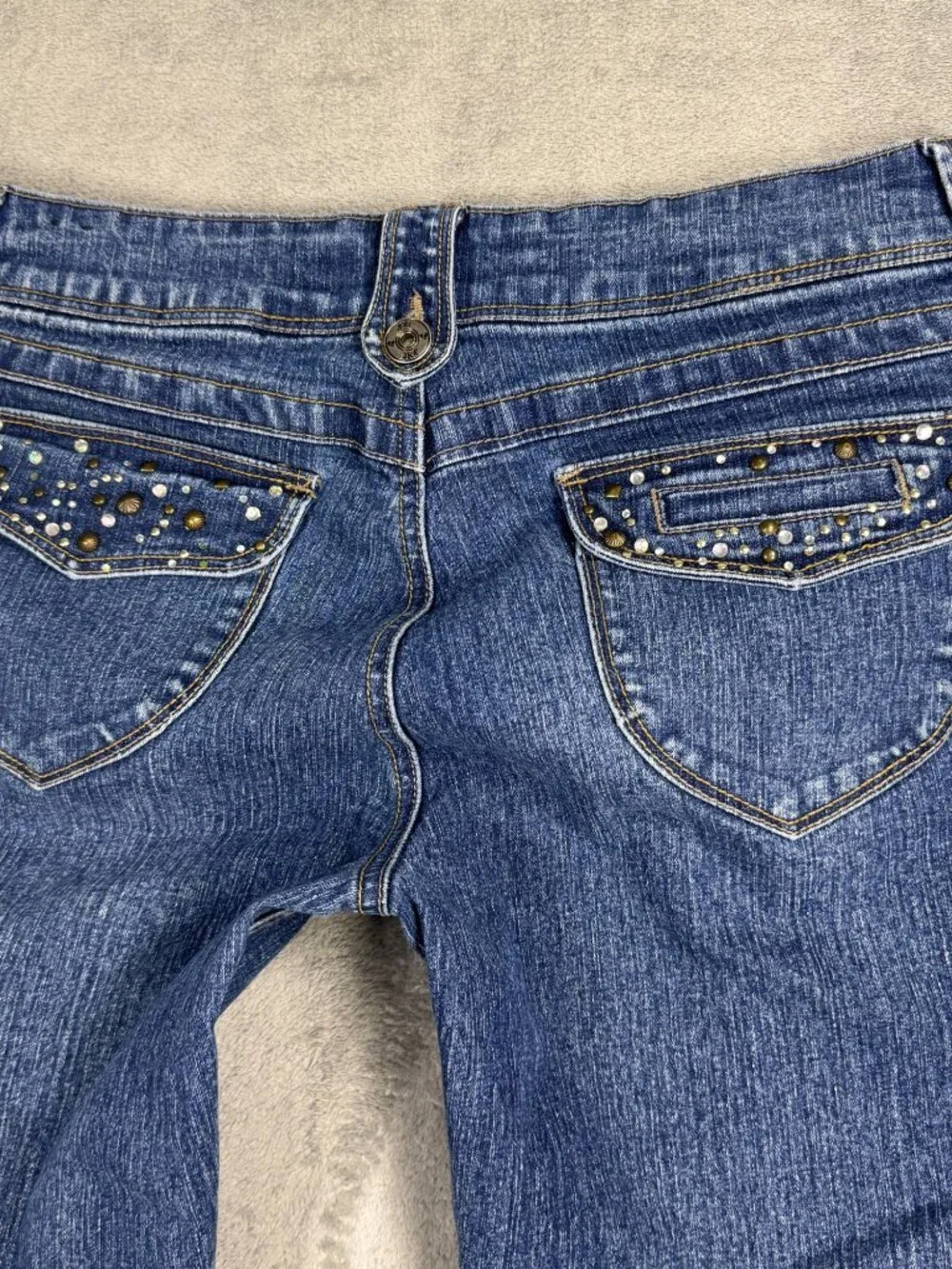 Vintage Y2K Jolt Low Rise Bootcut Jeans Womens 11 Embellished Rhinestones Grunge